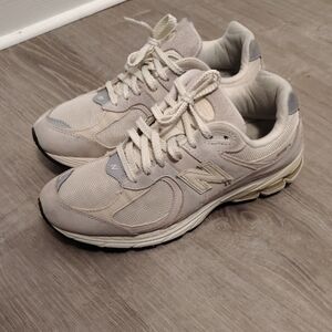 New Balance Beige and Light Gray Athletic Track runner Sneakers